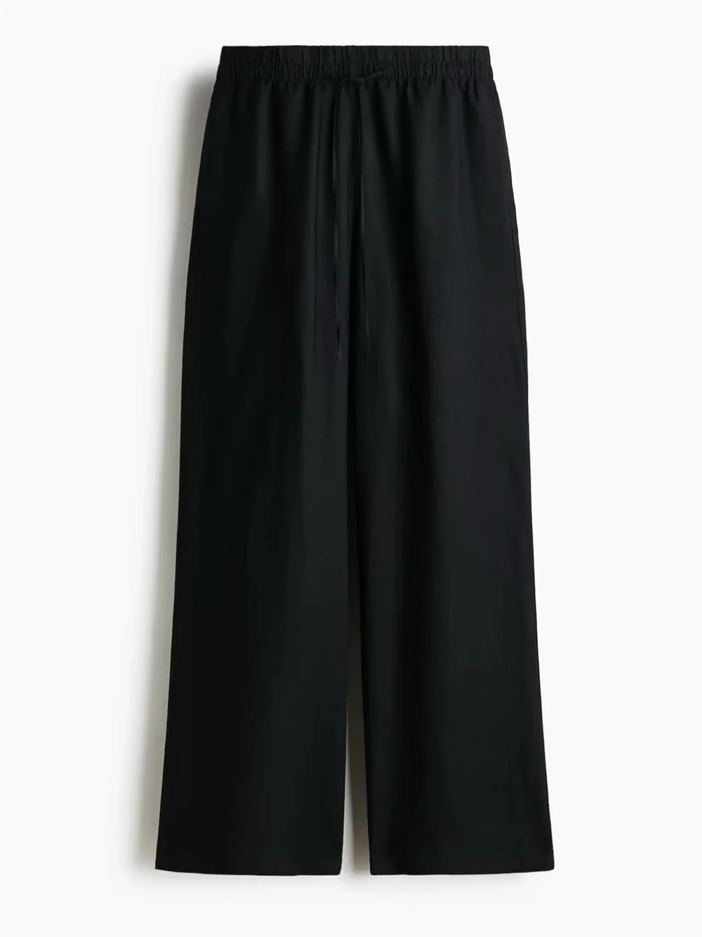 H&M Women’s Black Wide-Leg Linen Blend Pants sz XL